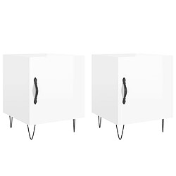 vidaXL Tables de chevet 2 pcs blanc brillant 40x40x50 cm