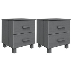 Maison Chic Tables de chevet HAMAR 2pcs - Gris foncé 40x35x44,5cm Bois massif -MN18384