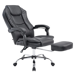 Decoshop26 Fauteuil de bureau ergonomique en synthétique noir avec repose-pieds et accoudoirs BUR10375 