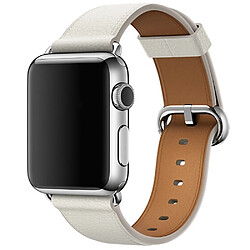 Wewoo Bracelet en cuir avec bouton de montre classique pour Apple Watch séries 3 et 2 & 1 38 mm blanc 