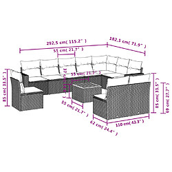 Avis vidaXL Salon de jardin 11 pcs avec coussins noir résine tressée