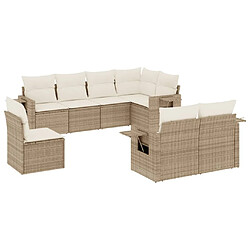 vidaXL Salon de jardin avec coussins 8 pcs beige résine tressée