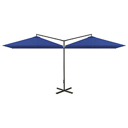 vidaXL Parasol de jardin double avec mât en acier bleu azuré 600x300cm