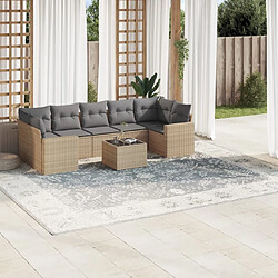 Maison Chic Salon de jardin avec coussins 8 pcs | Ensemble de Table et chaises | Mobilier d'Extérieur beige résine tressée -GKD34990