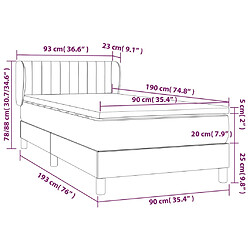 vidaXL Sommier à lattes de lit et matelas Gris clair 90x190 cm Velours pas cher