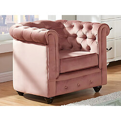 Vente-Unique Lot de 2 Fauteuils CHESTERFIELD - Velours rose pastel