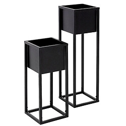 Ecd Germany ML-Design Set of 2 flower stands, black, 21x50/70x21 cm, powder-coated metal