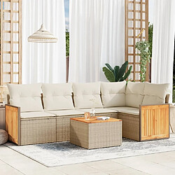 Maison Chic Salon de jardin avec coussins 6 pcs, Ensemble Tables et chaises de jardin, beige résine tressée -GKD660053