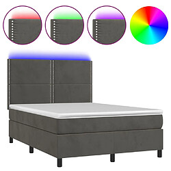 vidaXL Sommier à lattes de lit matelas et LED Gris foncé 140x200 cm