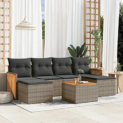 vidaXL Salon de jardin avec coussins 7 pcs gris résine tressée 