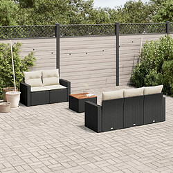 Maison Chic Ensemble Tables et chaises d'extérieur 6pcs avec coussins,Salon de jardin noir résine tressée -GKD907375