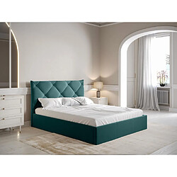 Lit coffre 140 x 190 cm - Velours - Bleu canard + Matelas - STARI de Pascal Morabito