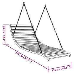 Acheter vidaXL Lit balançoire Bois courbé avec finition en teck 115x147x46 cm