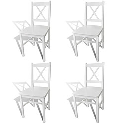 Decoshop26 Lot de 4 chaises de salle à manger cuisine design simple en bois de pin blanc CDS021232 