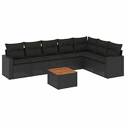 vidaXL Salon de jardin 8 pcs avec coussins noir résine tressée