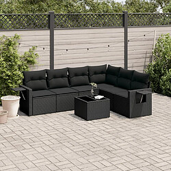 Maison Chic Ensemble Tables et chaises d'extérieur 7pcs avec coussins,Salon de jardin noir résine tressée -GKD531465