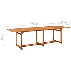 vidaXL Table à dîner de jardin 280x90x75 cm Bois d'acacia massif pas cher