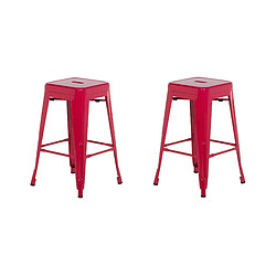 Beliani Tabouret de bar Set de 2 Rouge CABRILLO 