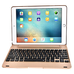 Wewoo Clavier QWERTY Universel or pour iPad 9.7 2018 et Air & Air 2 Pro 9.7 nouvel 9.7 pouces 2017 ABS ultra-mince Type de couverture de flip Bluetooth Horizontal étui en cuir F19B 