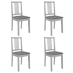 Decoshop26 Lot de 4 chaises de salle à manger cuisineà dîner avec coussins gris bois solide CDS022102 