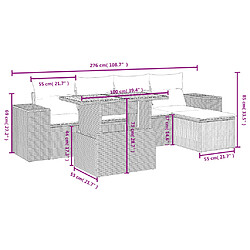 Acheter vidaXL Salon de jardin 6 pcs avec coussins noir résine tressée