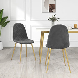 vidaXL Chaises à manger lot de 2 Gris foncé Velours