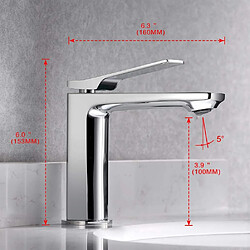 IBERGRIF M11004 Praga, Mitigeur de Salle de Bain, Robinet de Lavabo, Chrome, argent