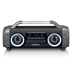 Lenco HAUT-PARLEUR BLUETOOTH ÉTANCHE AUX ÉCLABOUSSURES RADIO FM USB ET SD AVEC EFFETS LUMINEUX NOIR