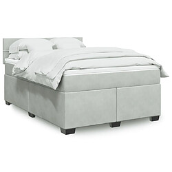 Vidaxl Sommier à lattes de lit et matelas Gris clair 140x190cm Velours