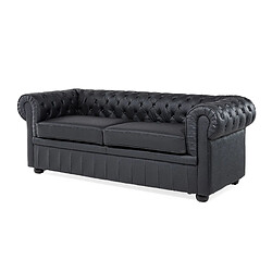 Avis Beliani Canapé 3 places en cuir noir CHESTERFIELD