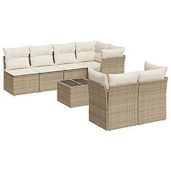 vidaXL Salon de jardin avec coussins 8 pcs beige résine tressée