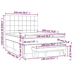 vidaXL Sommier à lattes de lit avec matelas Gris foncé 140x190cm Tissu pas cher