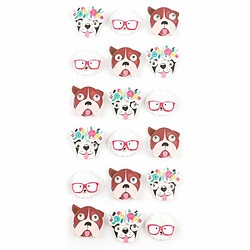 Graines Creatives 18 minis stickers 3D chiens 2 cm 