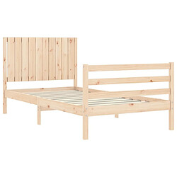 Maison Chic Cadre/structure de lit et tête de lit pour adulte - Lit Moderne Chambre 100x200 cm bois massif -MN97998 pas cher