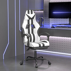 vidaXL Chaise de jeu pivotante et repose-pied Blanc et noir Similicuir 