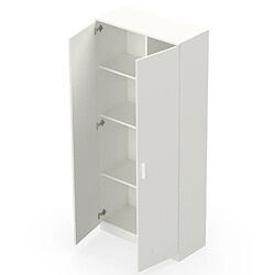 Acheter Pegane Armoire / meuble de rangement coloris blanc - Hauteur 180 x Longueur 80 x Profondeur 35 cm