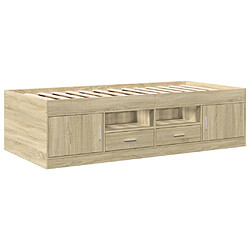 Maison Chic Lit d'appoint | Lit de jour | Lit de repos et tiroirs chêne sonoma 75x190cm bois d'ingénierie -GKD82257