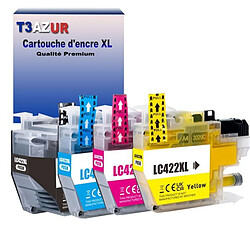 T3AZUR- Lot de 4 Cartouches compatibles avec Brother LC422 XL pour Brother MFC-J6590DW, MFC-J6940DW 