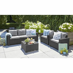 Allibert Salon de jardin résine imitation rotin tressé 5 personnes - Gris