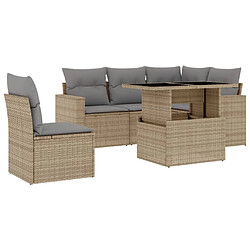 vidaXL Salon de jardin avec coussins 6 pcs beige résine tressée