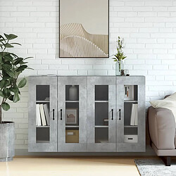 Maison Chic Lot de 2 Armoires murales,Meuble de Rangement,Armoire Suspendue gris béton bois d'ingénierie -MN66246