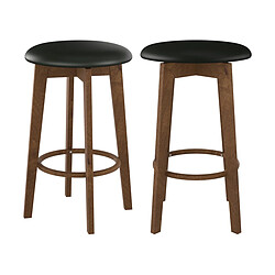 Rendez Vous Deco Tabouret de bar Vahina noir et bois foncé 66 cm (lot de 2) 