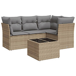 vidaXL Salon de jardin avec coussins 5 pcs beige résine tressée