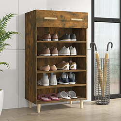 vidaXL Meuble à chaussures Chêne fumé 60x35x105 cm Bois d'ingénierie 