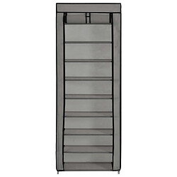 vidaXL Armoire à chaussures avec housse Gris 57x29x162 cm Tissu