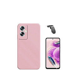 Jeu de films en verre trempé de la couverture 5D + Cas de silicone liquide + SuppOrt Magnétique L Voiture de conduite sécuritaire Phonecare pour Oppo A79 5G - rose