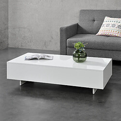 Table Basse Braunschweig 115 x 55 x 31 cm Blanc Brillant [en.casa]