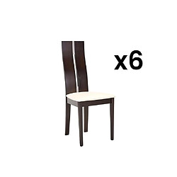 Vente-Unique Lot de 6 chaises SALENA - Hêtre massif wengé