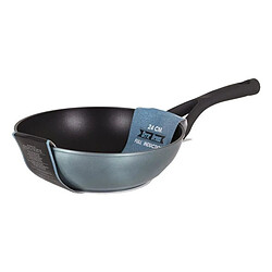 Totalcadeau Wok bleu (Ø 24 cm) pour cuisines électrqiues, gaz, vitrocéramiques, ou à induction pas cher