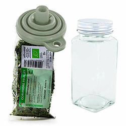 Aromandise Flacon à épices poudreur + entonnoir + feuilles de coriandre bio 15 g